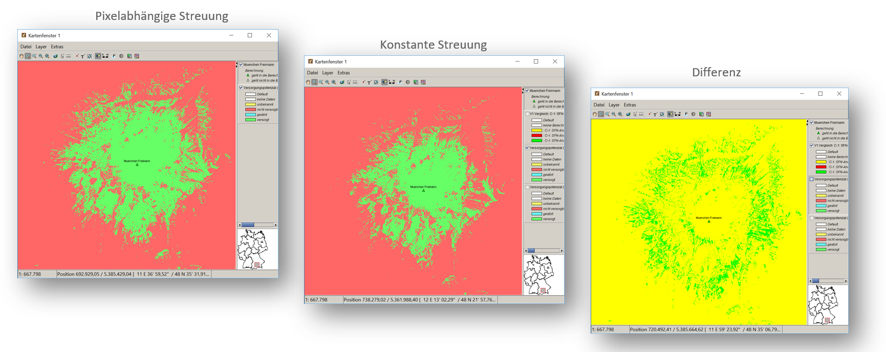 Exemplary results, in this case coverage improvement due to changed location variation